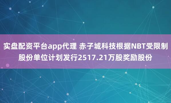 实盘配资平台app代理 赤子城科技根据NBT受限制股份单位计划发行2517.21万股奖励股份