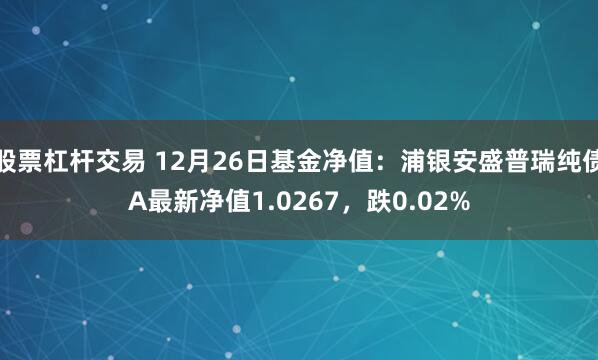 股票杠杆交易 12月26日基金净值：浦银安盛普瑞纯债A最新净值1.0267，跌0.02%