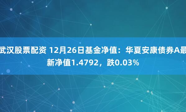 武汉股票配资 12月26日基金净值：华夏安康债券A最新净值1.4792，跌0.03%