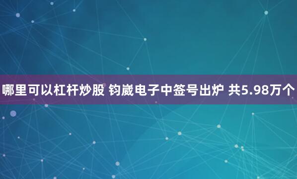 哪里可以杠杆炒股 钧崴电子中签号出炉 共5.98万个