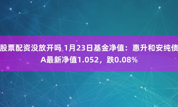 股票配资没放开吗 1月23日基金净值：惠升和安纯债A最新净值1.052，跌0.08%