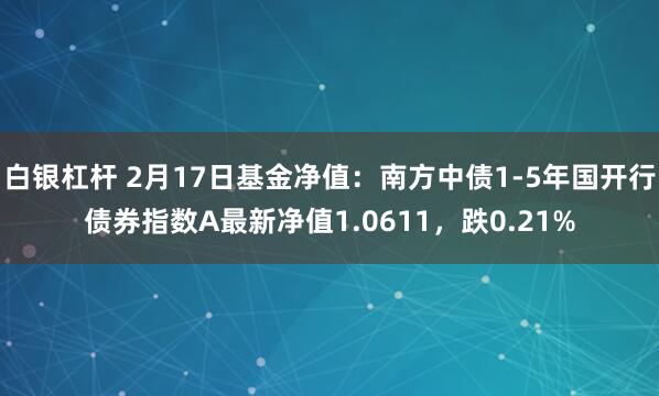 白银杠杆 2月17日基金净值：南方中债1-5年国开行债券指数A最新净值1.0611，跌0.21%